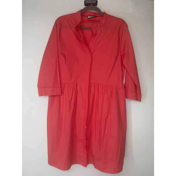 Tuckernuck Women's Poppy Pink Cotton Poplin Royal Shirt Dress Mini XL - Picture 6 of 8